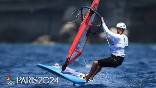 Israels Tom Reuveny wins mens windsurfing sailing gold  Paris Olympics  NBC Sports [upl. by Hashim]