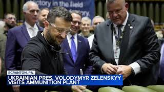 Ukrainian President Volodymyr Zelenskyy visits ammunition plant in Scranton Pennsylvania [upl. by Asirram]