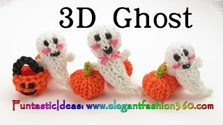 Rainbow Loom 3D GhostCasper Charm  HalloweenHow to loom bands tutorial [upl. by Waki]