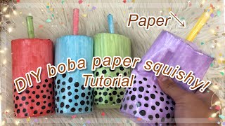 HOW TO MAKE A BOBA PAPER SQUISHY super easy  tutorial [upl. by Childers]