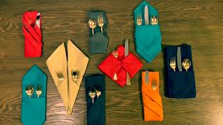 9 Pocket Napkin Folds for Silverware [upl. by Htebazil]