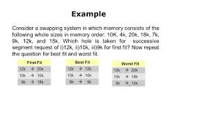 نظم التشغيل48 الفصل الثامن الجزء الثالث First Fit Best Fit Worst fit examples [upl. by Schnapp]