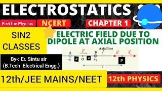 Electric Field intensity due to an Electric Dipole at Axial position  5 marks Class 12th Physics [upl. by Remmus337]