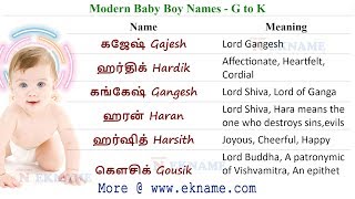 Modern Tamil Boy Names With G H I J K ஆண் குழந்தை பெயர்கள்  Baby Names Tamil [upl. by Orgalim]