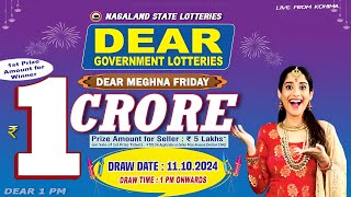 Nagaland State Lottery Live 11102024 at 1PM  Dear Lottery  Live Winning Numbers [upl. by Nytsirk]