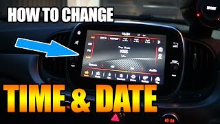 How to Update Time amp Date in Fiat 500 Abarth 595 695 Touchscreen Uconnect In Car Settings Explained [upl. by Noremak]