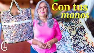 Crea un BOLSO LINDO fácil y rápido con sólo un trozo de tela rectangularDIY paso a paso [upl. by Emmye]