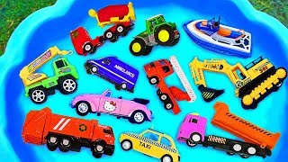 Toys review and learning name and sounds Construction vehicles [upl. by Anned]