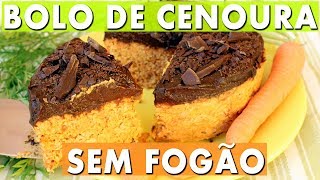 Bolo de cenoura SEM FOGÃƒO  SURPREENDENTE  CRU Sem Ã³leo farinha ovo LACTOSE e fermento  VEGANO [upl. by Leontina]