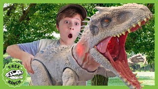 Giant Indominus Rex Dinosaur Showdown Dinosaurs for Kids with Jurassic World Toys at TRex Ranch [upl. by Bonnes]