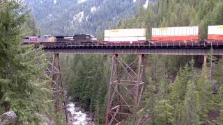 BNSF KCS amp NS train crosses Gaynor Trestle [upl. by Ire]