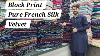 Pure French Silk Velvet Block Printing luxurious Fabrics Palachi Pure Dupatta Sana Fabrics Pure Silk [upl. by Capon]