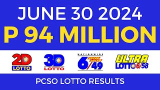 Lotto Result Today 9pm June 30 2024  PCSO Complete [upl. by Rawlinson391]