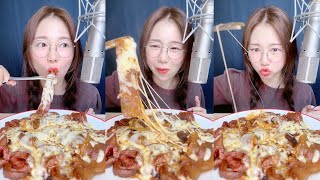 중국당면 치즈불막창 무지매워🌶️ wide glass noodles cheesy spicy intestines asmr mukbang [upl. by Opal965]