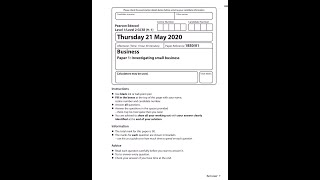 FULL MARK SCHEME  Edexcel Business Studies GCSE Paper 1 2020 May  Investigating Small Businesses [upl. by Dew5]