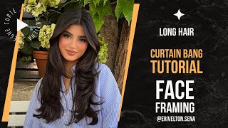 LONG HAIR  CURTAIN BANG TUTORIAL  LAYERS  FACE FRAMING  HOW TO [upl. by Zielsdorf]