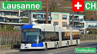 LAUSANNE TROLLEYBUS  Lausanne Oberleitungsbus 2022 4K [upl. by Valer298]