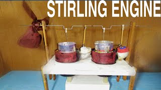 homemade two cylinder stirling engine tutorial  stirling engine powered fan [upl. by Eceertal]