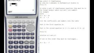 Casio 9750gii SImultaneous Equations how to [upl. by Hudnut781]