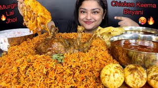 CHICKEN KEEMA BIRYANI WITH MURGIR LAL LAL JHOL SPICY EGG CURRY SPICY CHICKEN CURRY amp RAITA  ASMR [upl. by Mcdougall]