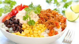 Chipotle Chicken Burrito Bowl  20 Minute Meal Prep  Healthy  Quick  Easy [upl. by Tollmann]