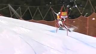 Yannick Bertrand takes a slalom gate to the groin [upl. by Yesak]