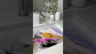 cleaning my hair brushes 🎀🫧 cleaningmotivation cleaning cleanwithme hairbrush asmr [upl. by Gambrell]