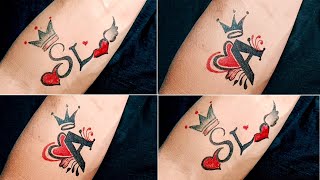 Two beautiful 😍 letter tattoo designs  Couple 😍letter tattoo design  SLA letter tattoo design [upl. by Nomsed76]