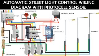 AUTOMATIC STREET LIGHT CONTROL WIRING DIAGRAM WITH PHOTOCELL SENSOR  POWER WIRING DIAGRAM [upl. by Ettelimay11]