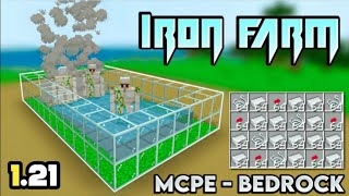 🤠Bedrock IRON FARM 121  How to make IRON FARM in Minecraft 121 [upl. by Aicatsanna]