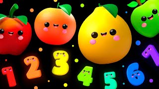 DANCING FRUIT with the Numbers 🍎🍊🍋‍🍏🍇 Sensory Video [upl. by Latsirc]