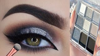 Silver Grey Eye Makeup Tutorial for Brown Eyes  grey color eyes makeup [upl. by Fast]