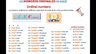 LOS NÚMEROS ORDINALES EN INGLÉS DEL 1 AL 100 PRONUNCIACIÓN Y ESCRITURA [upl. by Rianon]