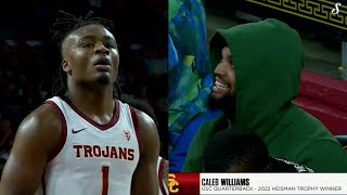 Caleb Williams Watches Isaiah Collier Drop 19 Pts amp 5 Ast In USC Home Opener [upl. by Targett]