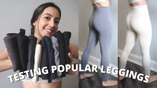 COMPARING POPULAR LEGGING BRANDS Lululemon NVGTN Set Active Gymshark and more [upl. by Nilac]