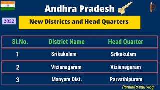 List of 26 New Districts of Andhra Pradesh with Headquarters 2022  New Districts of AP [upl. by Anitroc]