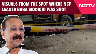 Baba Siddiqui Dead  Visuals From The Spot Where NCP Leader Baba Siddiqui Was Shot [upl. by Burnley]