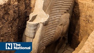 Iraq unearths 2700yearold winged sculpture first discovered in the 80s [upl. by Dicks512]