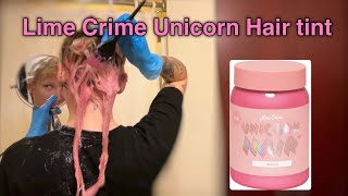 Dying the underlayer of my hair with Lime Crime Unicorn Hair tint Bunny [upl. by Llahsram792]