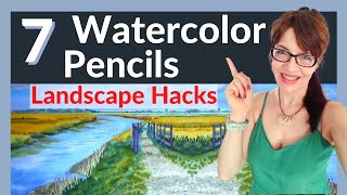 Watercolor Pencils 7 Easy Landscape Hacks [upl. by Herschel636]