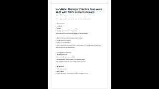 ServSafe Manager Practice Test exam 2024 with 100 correct answers [upl. by Booma]