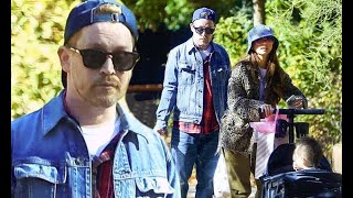 Macaulay Culkin enjoys afternoon out with his fiancee Brenda Song and their two young son at LA park [upl. by Ellery702]