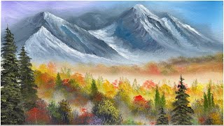 1hr Special  Autumn Day  wet on wet Oil Landscape [upl. by Hnib]