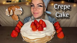 CREPE CAKE MUKBANG Vegan No Talking [upl. by Dhar224]