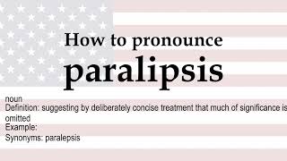 How to pronounce paralipsis  meaning [upl. by Penrod122]