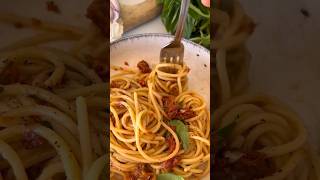 Sundried tomato pasta 🍝spaghetti pastalovers pastarecipes veganpasta sundriedtomatoes [upl. by Navi]