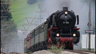 01 202 Dampflok Steam Lyss Bern Kerzers und Lyss Frutigen Trains Rail Züge Eisenbahn 12082017 [upl. by Schacker]