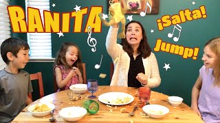 Frog Song in Spanish for Kids amp Toddlers  Ranita  ¡Salta Rana Jumping on the Table [upl. by Roxi]