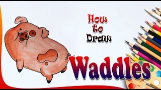 How to Draw Waddles  Gravity Falls  Easy drawing step by step [upl. by Magbie]