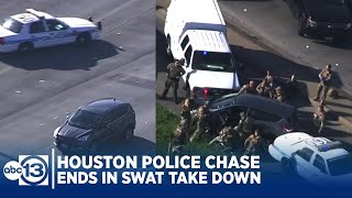 RAW VIDEO Police chase across Houston in morning rush hour ends in SWAT take down of suspect [upl. by Royall]